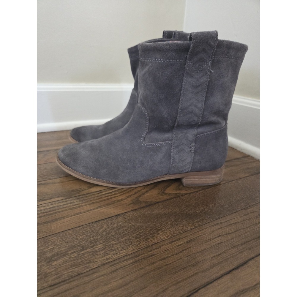 Toms Laurel Burnished Suede Ankle Boots Womens 9.5 Castlerock Grey Boho Artsy